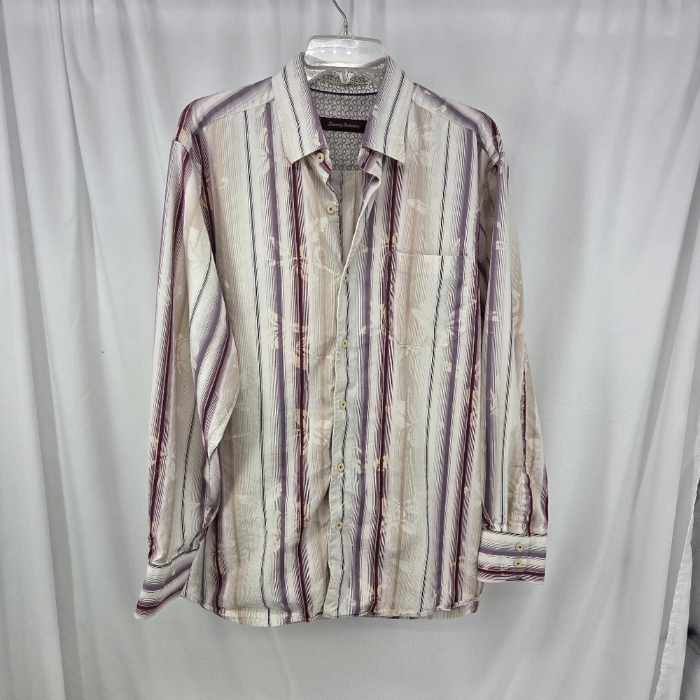 Tommy Bahama Men's Cotton Silk Long Sleeve Button down Shirt Large